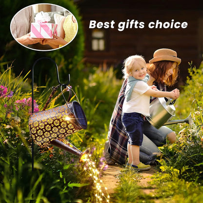WDLFCGC 2 Pack Solar Watering Can Lights with Shepherd Hook, 8 Multi-Color Changing Modes, IP65 Waterproof, 60pcs String Lights for Outdoor Garden Pathway Lawn Patio Deck Walkway Courtyard