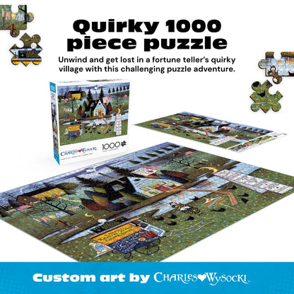 Buffalo Games Charles Wysocki - Know It All - 1000 Piece Jigsaw Puzzle - 26.75 x 19.75 in, Poster Included - 1000 Piece Puzzle for Adults - Folk Art Village Scene - Recycled Board