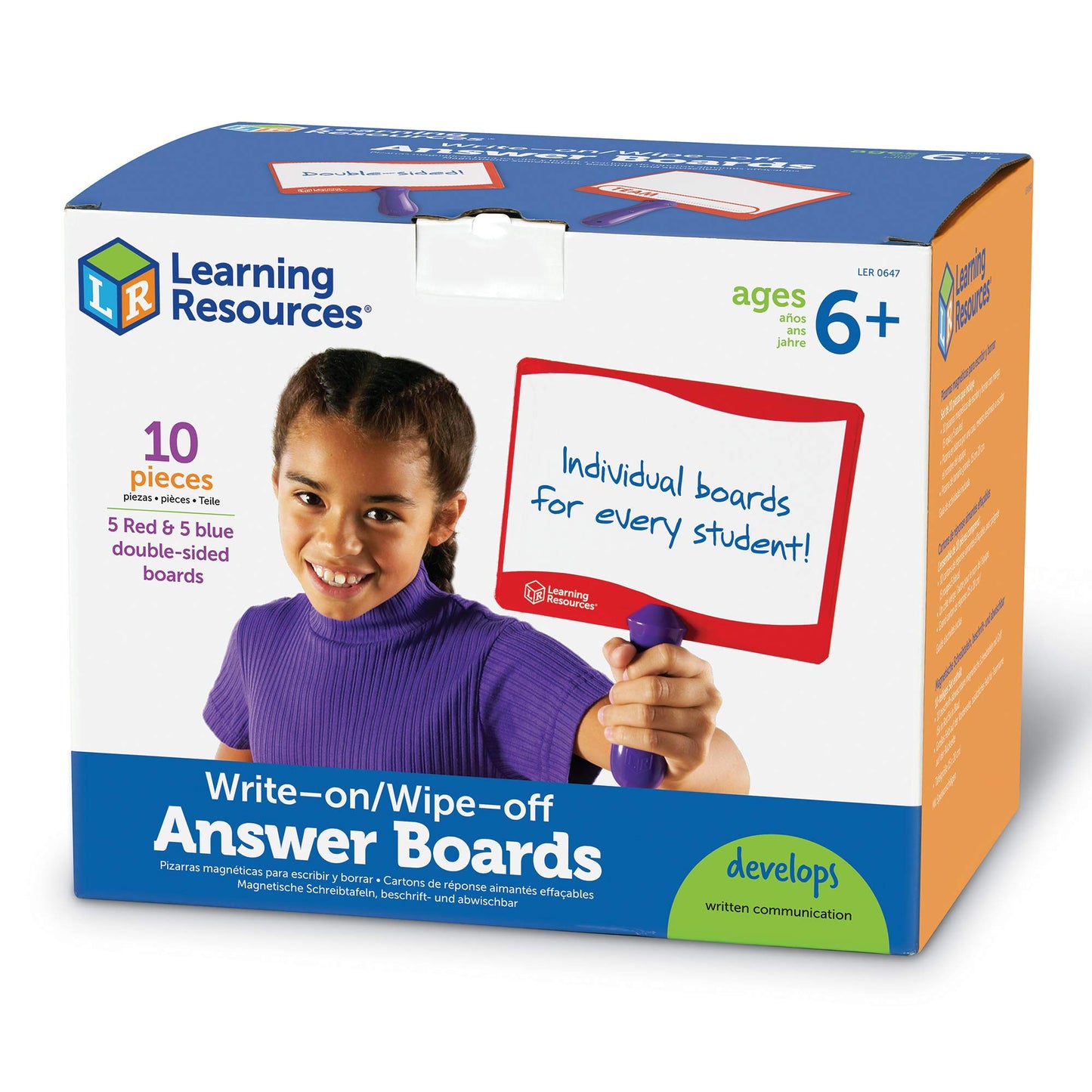 Learning Resources Write-on / Wipe-off Answer Boards, Set of 10 Erasable Boards, Ages 6+