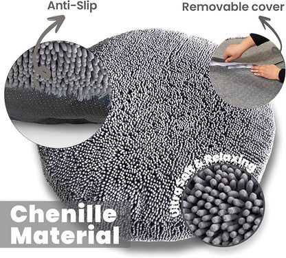 Muddy Mat® Cloud K-9 Dog Beds for Small Dogs & Cats, Soft & Relaxing Round Dog Bed, Chenille Material, Removable Cover, Washable & Dryer Safe – Grey Small(25'x25')