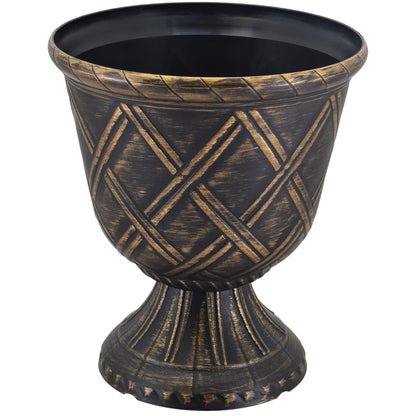 Arcadia Garden Products PL60GD Lattice Plastic Garden Urn, Classic Decorative Garden Pot Planter for Indoor and Outdoor Plants, Gold