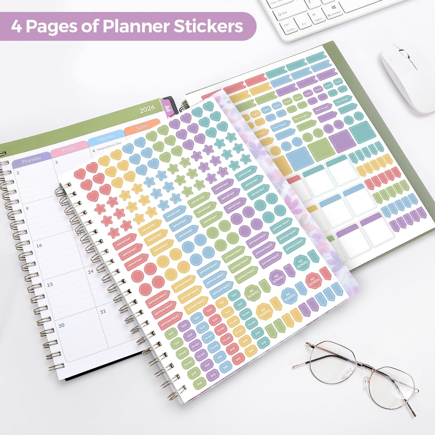 SKYDUE Teacher Planner 2026-2027 Academic Year, 8.5" x 11" Lesson Plan Book, July 2026-June 2027, 162 Pages, Monthly Tabs, Stickers, Weekly Lesson Planning, Student Tracking & Classroom Organization, Floral