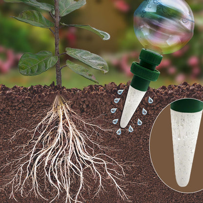 Floreevo 4 Pack Glass Self-Watering Globes for Plants, 6oz Automatic Plant Waterer Bulbs with Terracotta Slow Release Spikes, Vacation Indoor Outdoor Houseplant Watering Devices