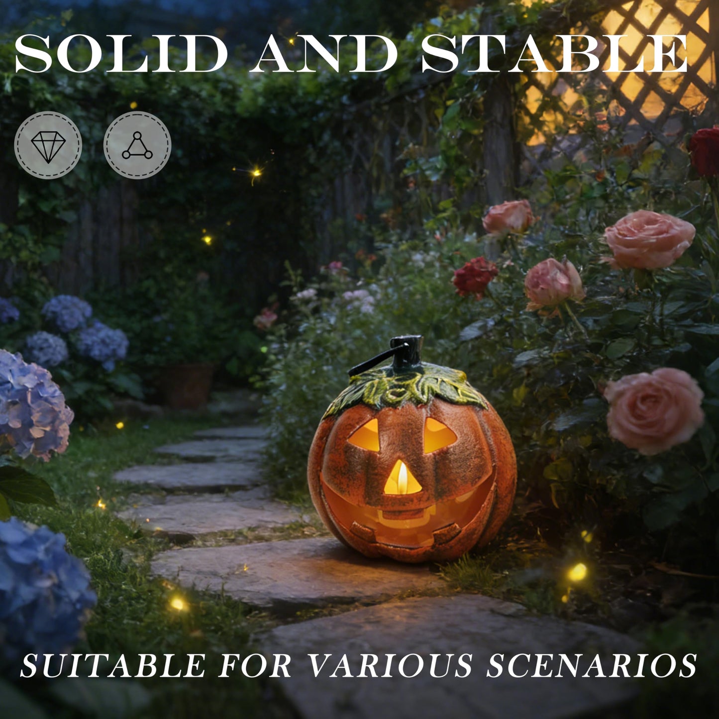 Linton Arts Cast Aluminum Jack O Lantern Candle Holder, Lighted Pumpkin Decor for Outside, Faux Pumpkin Lantern for Porch, Patio & Tabletop Halloween Decoration
