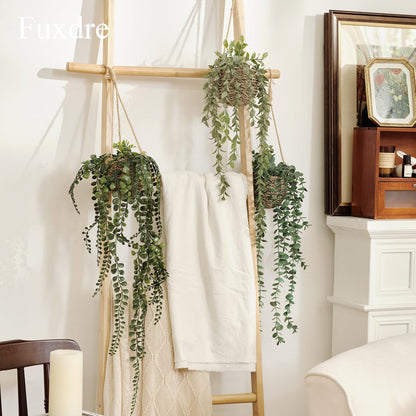 Fuxdre 3 Pack Mini Artificial Hanging Greenary Fake Hanging Plants in Basket for Wall Living Room Decor Bathroom Shelf Home Indoor