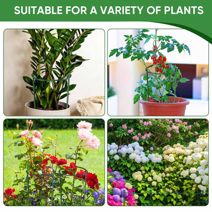 HiGift 10 Pack 24" H x 10" W Tall Plant Support Stakes, Half Round Metal Peony Cages and Supports, Monstera Plant Support Snake Plant Stake Flower Support Ring for Tomato, Hydrangea Outdoor Indoor