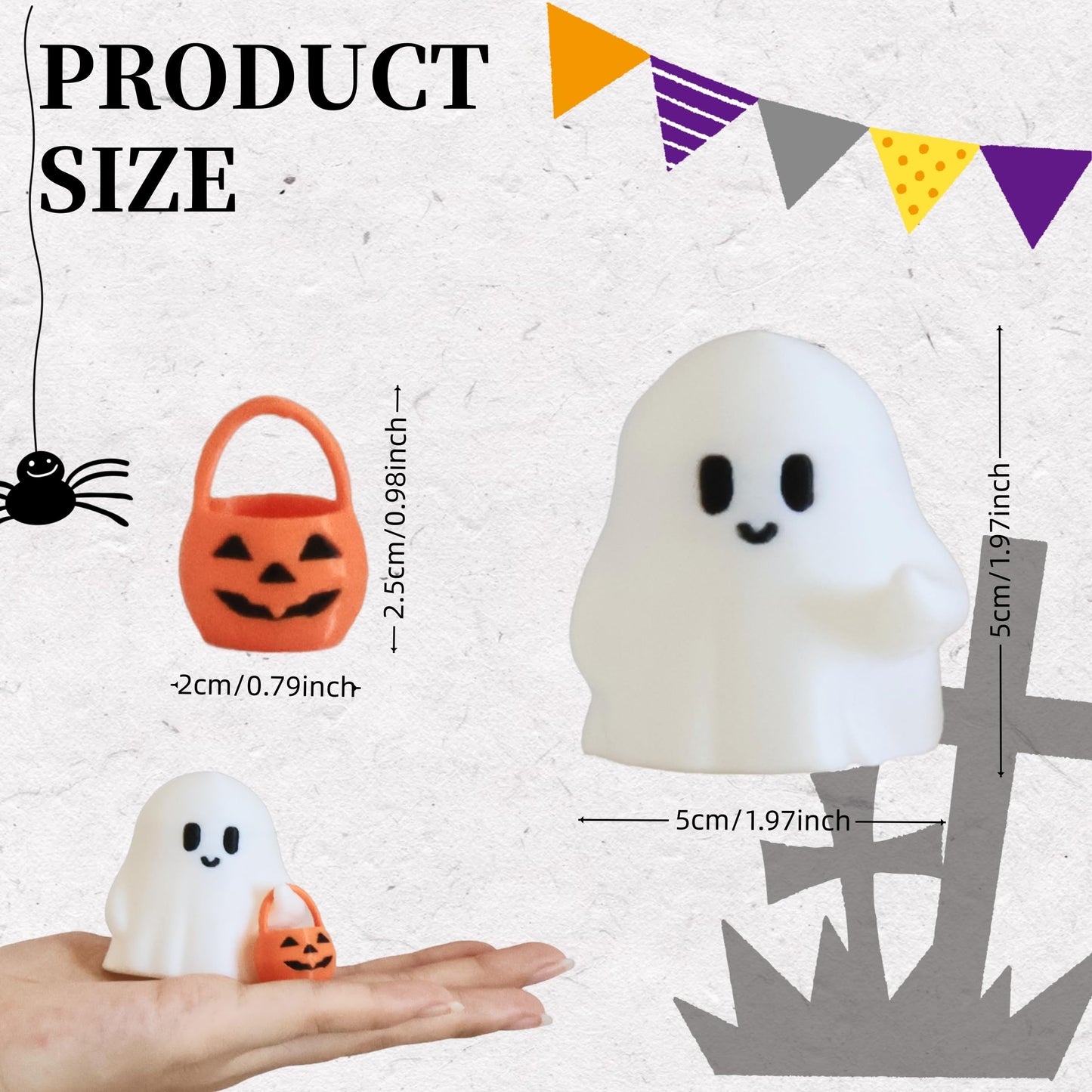 virsomier 3pcs Halloween Ghost Figurine - Cute Tiny Trick or Treat Ghost, Little Figurine for Halloween Home Decorations Indoor, Cute Decor (A)