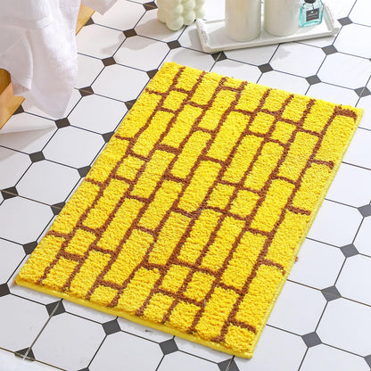 Tinideya 16 x 24 Yellow Brick Bathroom Mat Brick Stone Wall Non Slip Road Rug Cute Aesthetic Carpet Microfiber Absorbent Bath Rug Halloween Wizard Party Decorations for Bathroom Bathtub Shower Bedroom