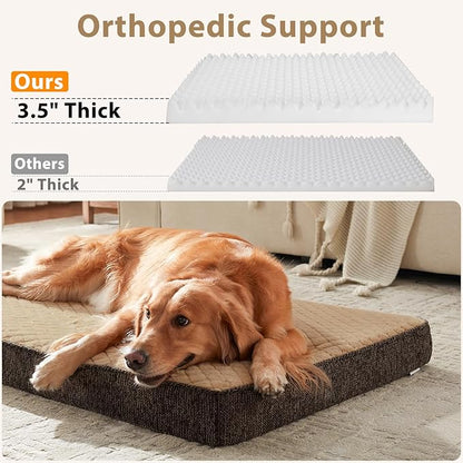 JOEJOY Orthopedic Medium Dog Bed, Washable Dog Crate Bed Medium Sized with Removable Cover, Egg Memory Foam Pet Beds, Brown, 29"x18"