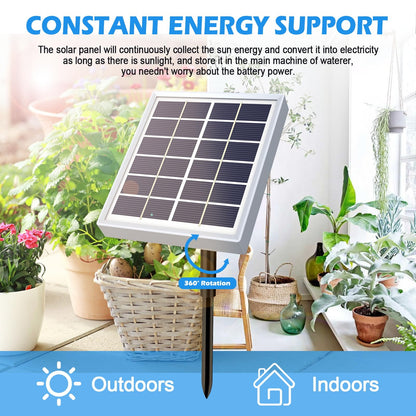 Solar Drip Irrigation System Outdoor, IP67 Waterproof Automatic Plant Watering System with Solar Panel & Timer, DIY Garden Irrigation Kit for 15 Potted Plants, Vegetable Garden & Raised Bed