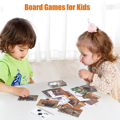 MEROCO Safari Animal Tracks Cards Game,Animal Flash Cards,Animal Tracks Matching Game,Kids Science Learning Educational Toys Homeschool Preschool Autism Learning Materials