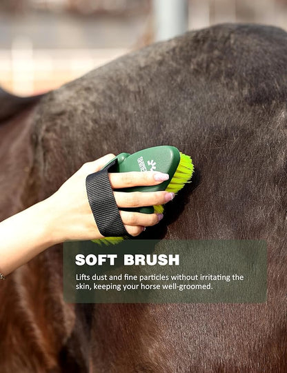 Shinewell Horse Grooming Kit, Complete Horse Brush Set, Equine Grooming Tools for Shedding & Daily Care Green