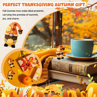 Halloscume 50 Pcs Mini Fall Gnomes Tiny Thanksgiving Figurines to Hide Pumpkin Miniature Ornaments Small Gnomes Figurines for Harvest Thanksgiving Decorations