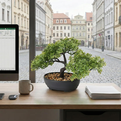 ALAGIRLS Artificial Bonsai Tree, Fake Juniper Plants Indoor Small Fake Bonsai Tree Indoor with Pot and Pebbles Artificial Bonsai Tree Indoor for Desk Home Office Bathroom Shelf Decorations