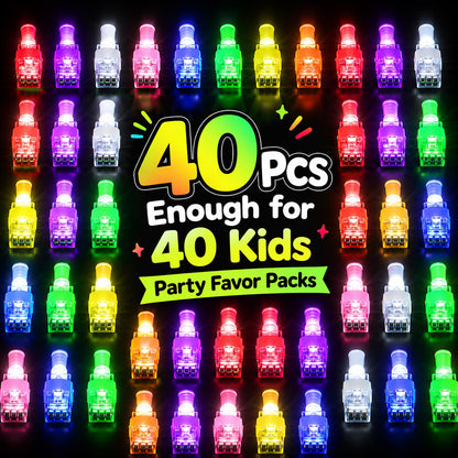 40PCS Dinosaur Party Favors for Kids, LED Light Up Finger Lights Glow in The Dark Toys - Dino Theme Birthday Party Supplies, Goodie Bag Fillers, Classroom Prizes, Pinata Stuffers for Boys Girls