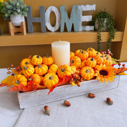 Winlyn 48 Pcs Mini Artificial Orange Pumpkins Fall Rustic Harvest Faux Foam Pumpkins 1.8" 2.1" for Thanksgiving Table Centerpiece Halloween Party Autumn Home Wedding Baby Shower Wreath Bowl Fillers