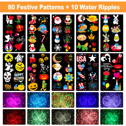 2026 Upgrade Brighter Easter Projector Lights Outdoor,8 Patterns Holiday Projectors 10HD Slides (Ocean Wave & Patterns), Weatherproof Easter Decorations for Light Show