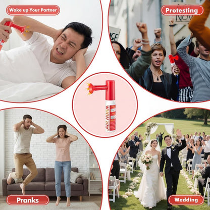 3 Pack Mini Air Horn for Personal Safety, 0.88 Oz Stadium Air Horn Prank, Portable Blow Noise Maker for Sporting Events, Football Games, Dogs, Party, Birthdays,Graduation Mini Noisemakers (Red)