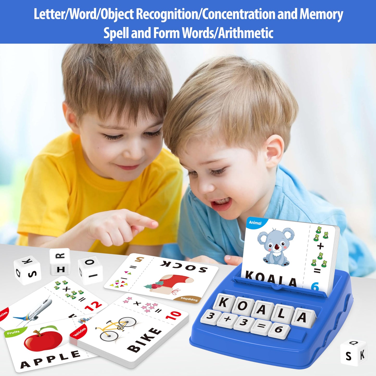 Yolscue Montessori Matching Letter Games,Educational Toys for 3-8 Year Olds Boys Girls,Alphabet Learning Toys for Kids Ages 3-8 Years,Birthday Party Gifts for 3-8 Year Olds Boys Girls(Navy Blue)