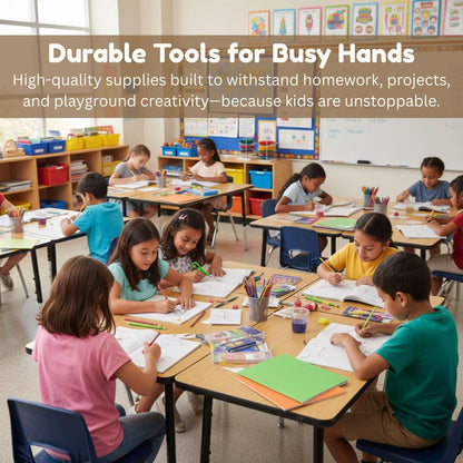 OMURA Learning Elementary School Supplies Kit – 85-Piece Back to School Supplies, School Supply Kit Elementary for Grades 3–5 | Notebooks, Pencils, Crayons, Markers, Glue & Student School Supplies
