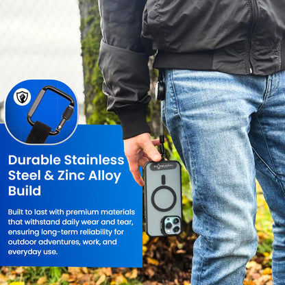 PhoneLockPro - Retractable Anti-Theft Phone Holder with Belt Clip – Durable Stainless Steel and Zinc Alloy – Perfect for Travel, Hiking, Work, and Daily Use – Prevent Drops and Protect Against Theft