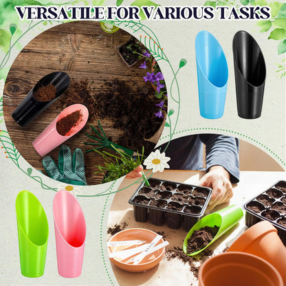 Lothee 48 Pcs Bonsai Soil Scoops Small Plastic Garden Soil Scoop Set Colorful Small Potting Shovel for Garden Tools
