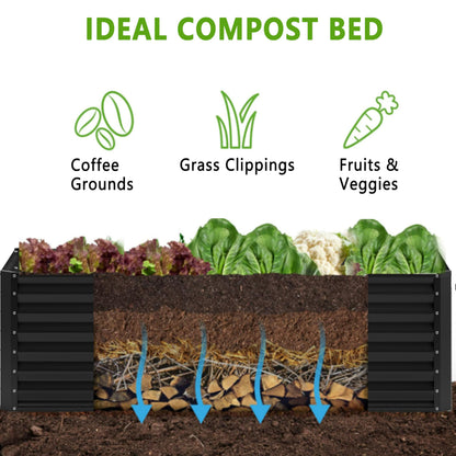 Nedenyou 6x2x2FT Galvanized Raised Garden Bed,Planter Raised Beds-Metal Garden Box,Large Plant for Outdoor Planting, Vegetables Bed，Flower,herb-Black