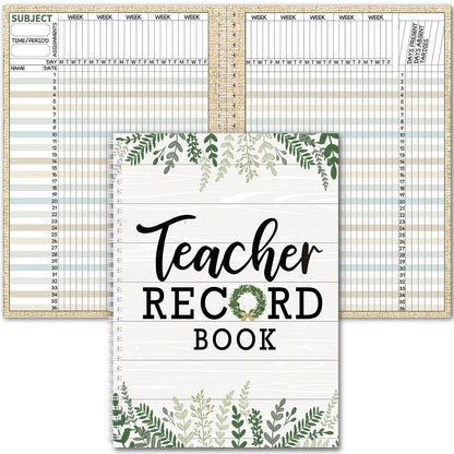 Fuyoooo Farmhouse Teacher Record Book Teacher Grade Books 2026-2027 Spiral Bound Record Planner 2026 Class Grade Book Office Favors for Classroom Attendance Decoration Double Sided