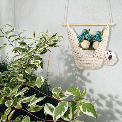 MANOPAWS 2Pcs Macrame Plant Hanger Crochet Sloth Hanging Planter Sloth Gifts,5 Inch Animal Wall Hanging Plant Holder for Plant Sloth Lovers, Home Decor Indoor Outdoor Plants Succulent Gifts (2)