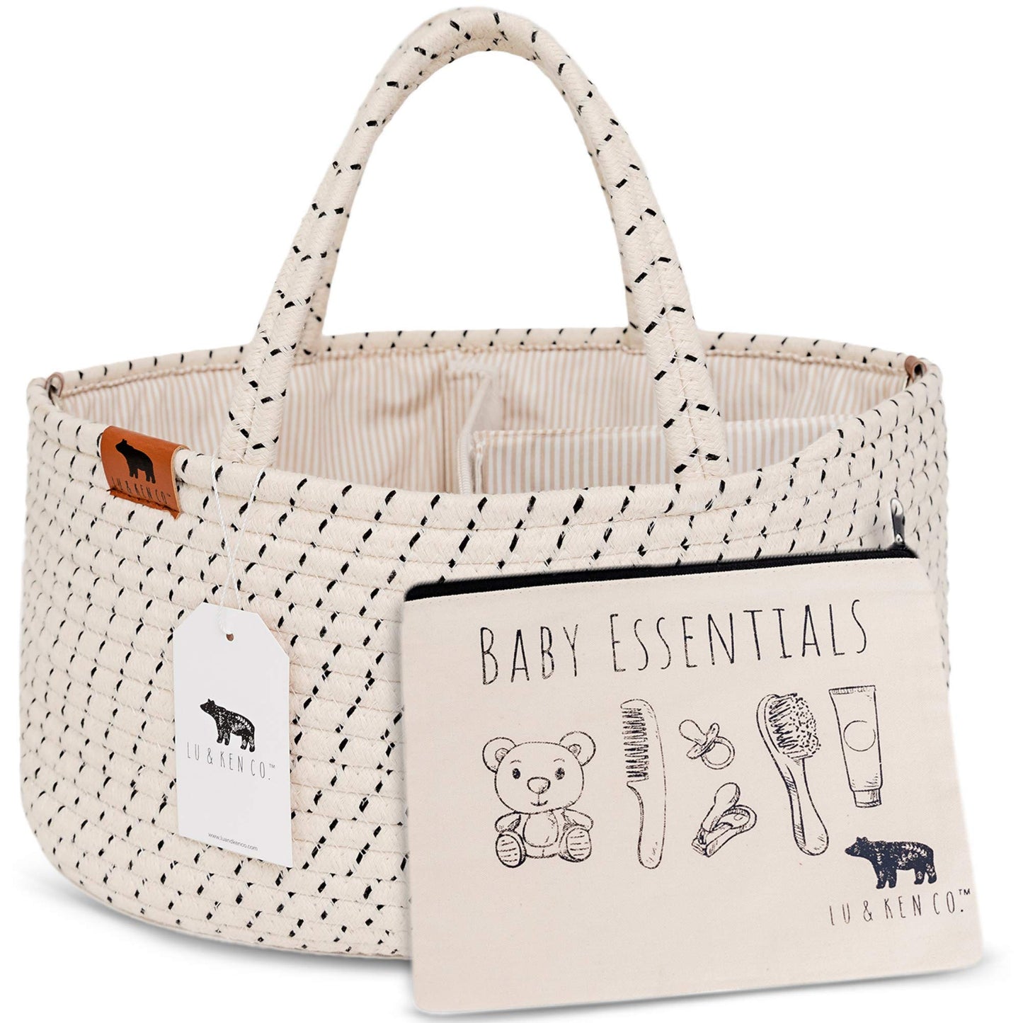 Lu & Ken 3 in 1 Large Diaper Caddy Organizer - Baby Tote Bag, Nappy Caddy, Diaper Basket Organizer - Nursery Storage Basket - Hanging Storage Caddy - Includes Stylish Canvas Bag - diaper caddy basket.