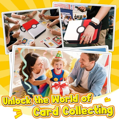 9 Pocket Card Binder with Zipper, Holds 900 Cards, PU Trading Card Album with 5 Hard Plastic Sleeves,Double-Sided Design. Great for Game Cards and sport card