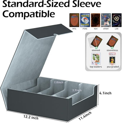 4-Row【3200+】 Trading Card Storage Box, Card Organizer Holder With 24 Dividers, Case Fit for Mtg Tcg Magic Commander Deck Playing Cards, Deck Box for Sport Card