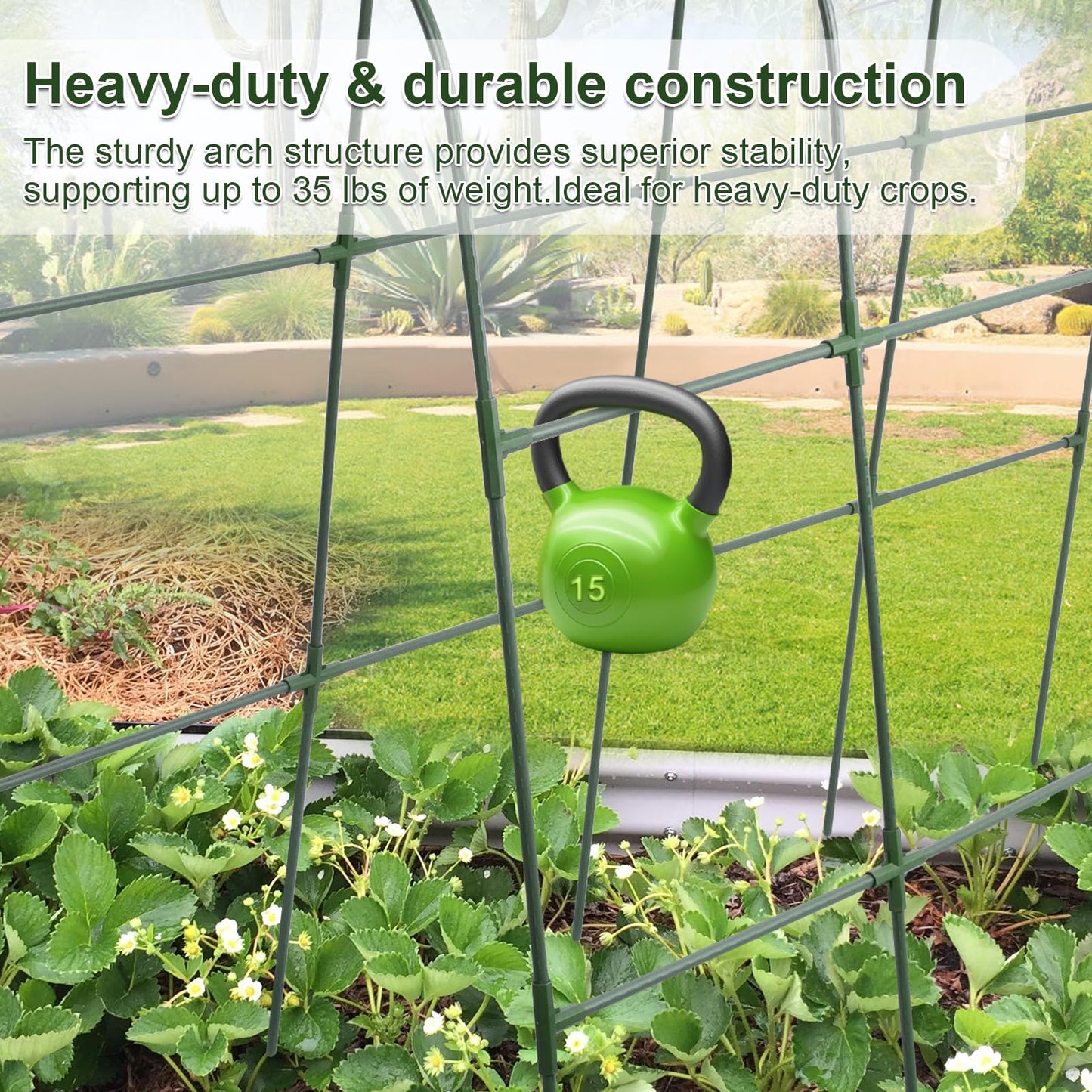 Cucumber Trellis for Raised Bed,U-Shape Garden Trellis for Climbing Plants Outdoor, Metal Arch Trellis for Vegetables, Plant Support for Vine,Tomato, Pea (Green, 49.6" L×30" W×47.2" H)