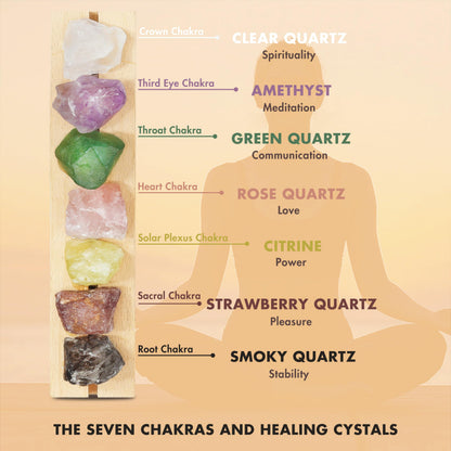 HYAMVOR Healing Crystal Night Light,7 Chakra Stones Bedside Lamp,Mood Light with Wooden LED Light Base,Healing Stones Positive Energy Night Light for Home Decor Gifts (Plug-in)