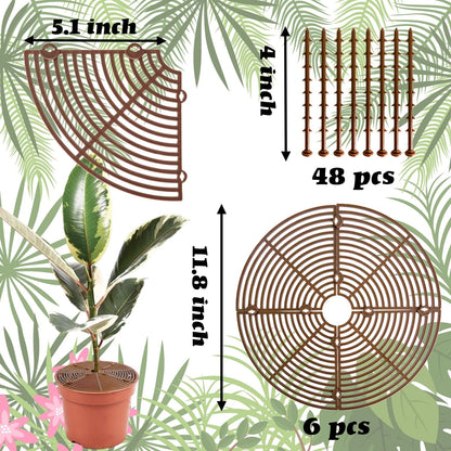 Srmayyi 11.8 Inch Plant Pot Grid,6 Pack Plant Pot Soil Covers Protectors with 48 Stakes,Cat Pet Digging Stopper for Indoor Outdoor