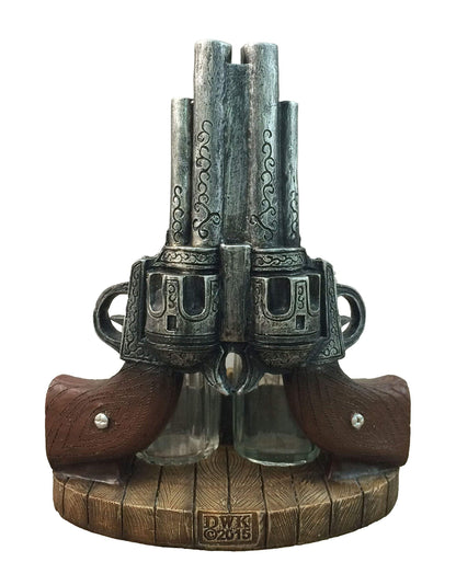DWK 7" Gunslinger Spice Pistol Gun Western Six Shooter Salt and Pepper Shaker Seasoning Holder Set for Kitchen and Dining