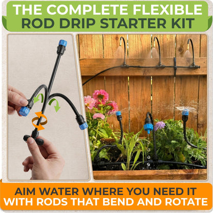 CARPATHEN 50FT 1/4" Drip Irrigation System - Complete Garden Irrigation Kit with 16pcs 360° Adjustable Atomizing Copper Nozzles - Watering Spray System for Raised Beds, Potted Plants, Greenhouse