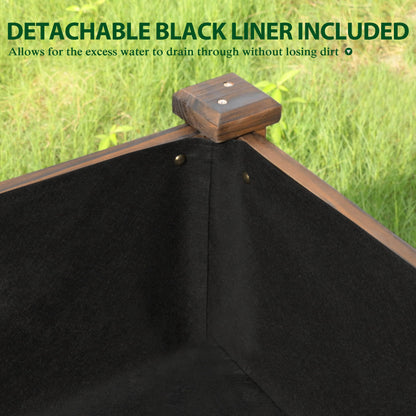 BlueWish Cedar Raised Garden Bed, 48" W x 24" D x 30" H Raised Garden Bed with Detachable Black Liner, 3 Drainage Holes, Planter Box for Outdoor, Patio, Backyard, Rustic