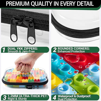 6 Pack Black Clear Hard Shell Beauty Organizer (2M+4S), 1.2mm Heavy Duty Crush-Proof Cosmetic Case, Reinforced YKK Zippers, Stadium Approved Security Bag for Skincare & Electronics, Multi-Size Set