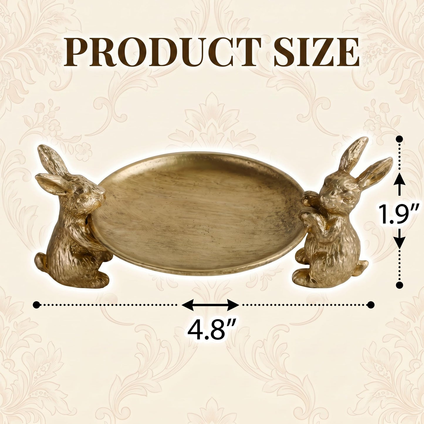 NIKKY HOME Gold Jewelry Tray, Vintage Jewelry Dish Tray with Rabbits, Antique Ring Dish & for Women, Small Trinket Bowl for Vanity Bathroom