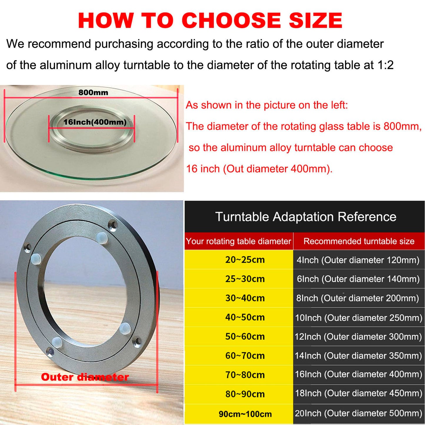 Aluminium Alloy Turntable Bearing, Heavy Duty Swivel Turntable Lazy Susan Rotating Bearing Turntable Round Dining Table Smooth Swivel Plate Hardware, 8"