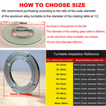 Aluminium Alloy Turntable Bearing, Heavy Duty Swivel Turntable Lazy Susan Rotating Bearing Turntable Round Dining Table Smooth Swivel Plate Hardware, 8"