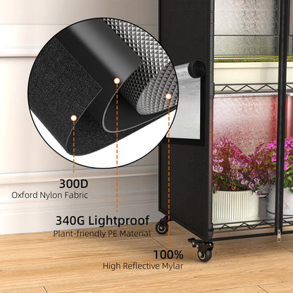 Aouipris Indoor Greenhouse with Grow Light, 5 Tier 15.7" L×11.8" W×62.3" H growtent with Lights, with 48W Full Spectrum Growing Lamps，Metal Indoor Plant Enclosure for Seed Starting