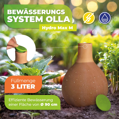 BioGreen Plant Self-Watering System Hydro MAX M | 0.8 gal | Irrigation Ø 35.4 in | Olla Made of Fired Clay | Environmentally Friendly | Terracotta Water Saver for Gardens, Vegetables & Raised Beds