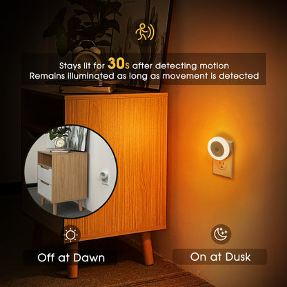 Briignite Motion Sensor Night Light, 4 Pack, Night Lights Plug into Wall, Auto On/Off Motion Activation Nightlight, Energy-Saving 0.6W LED, Daylight White, Ideal for Kids, Bedroom, Bathroom