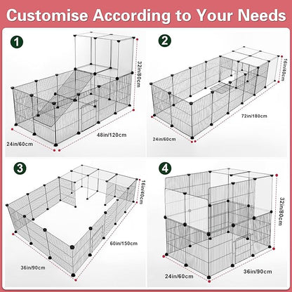 VISCOO 24 Panels Small Animal Playpen,Pet Playpen,C&C Cage for Guinea Pigs,Puppy Play Pen,Baby Chicken Cage,Indoor Outdoor Portable Metal Wire Yard Fence with Waterproof Mat
