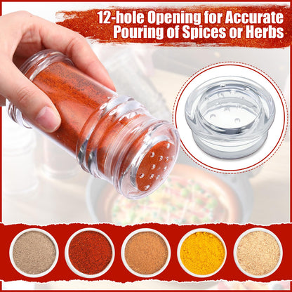 FoldTier 24 Pcs Plastic Salt and Pepper Shakers Bulk Spices Shakers with Perforated Lid Seasonings Containers Clear Empty Salt Bottles for Home Restaurant Kitchen(White,4 oz)