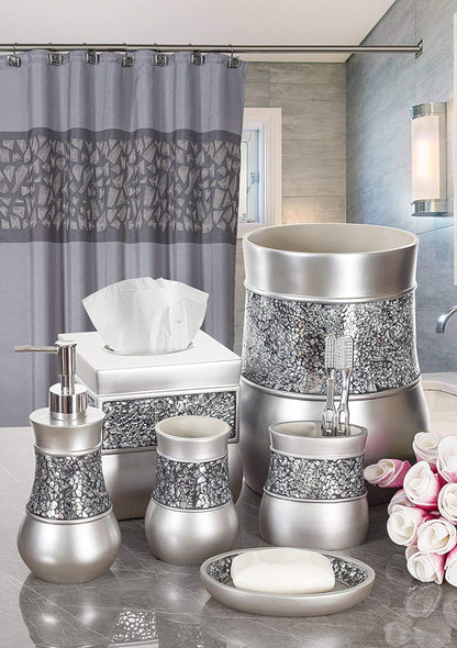Creative Scents Crackled Glass Soap Dish for Bathroom, Decorative Dry Bar Soap Holder, Best Dishes for Sink/Bath/Shower Decor.
