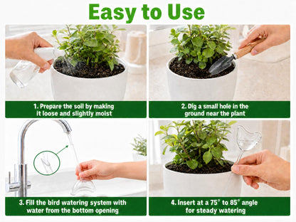 Kysren Self Watering Globes Bird Shape, Self Watering Planter Insert, Plant Watering Devices, Automatic Plant Waterer Indoor, Watering Bulbs, 3 Pack