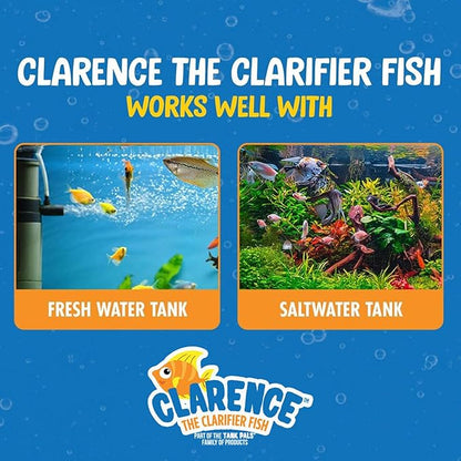 Clarence the Clarifier Fish - 2 pk, Orange - Aquarium Treatment, Clear Cloudy Fresh-Saltwater, Fish-Plant Safe, 10gal Tank Maintenance Each